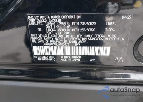 2025 Toyota Bz4X Nightshade from USA, damaged, VIN JTMABACA8SA105472